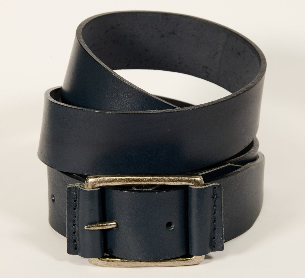 Casual belt in blue leather