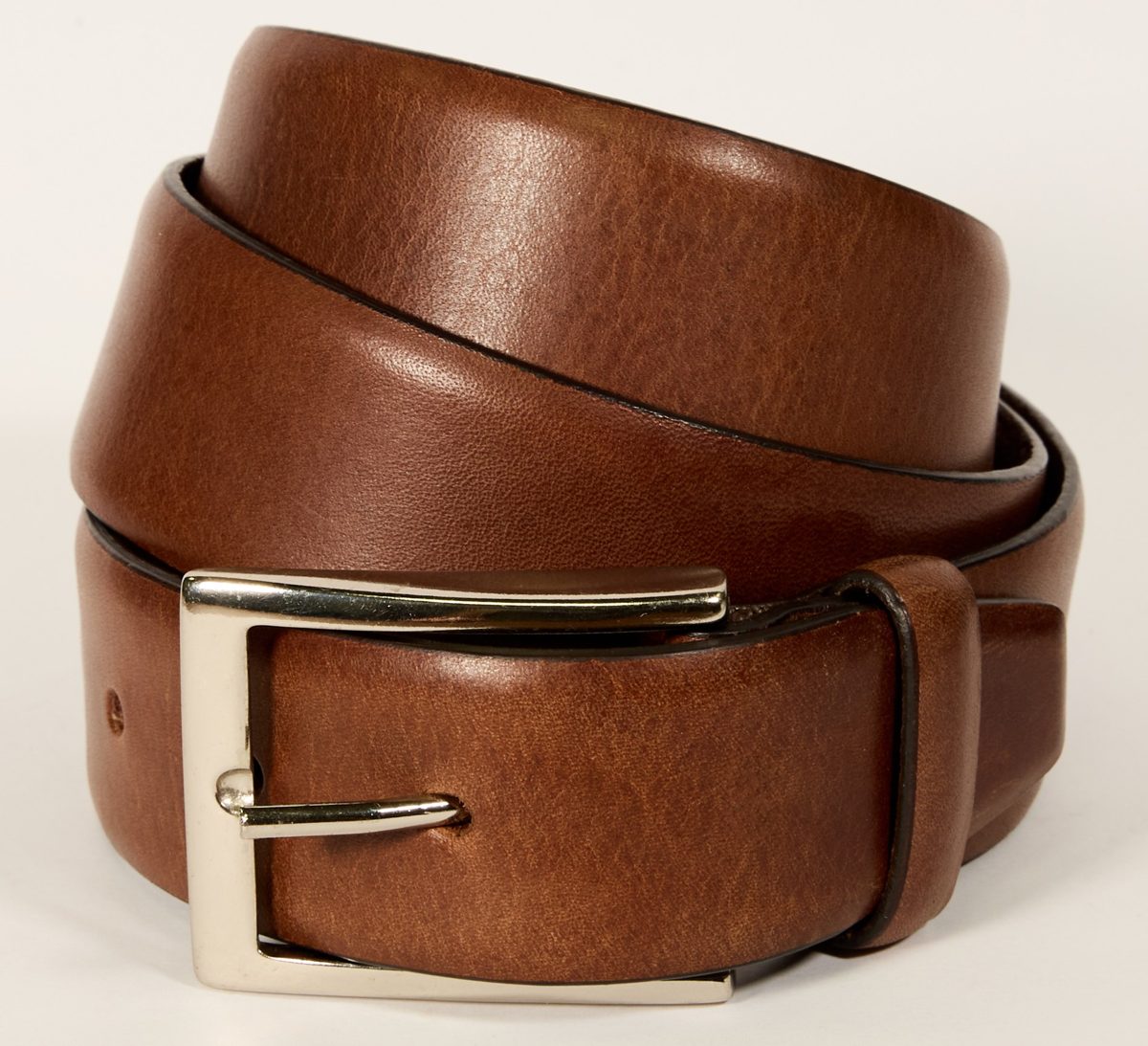 Elegant belt in smooth brown leather